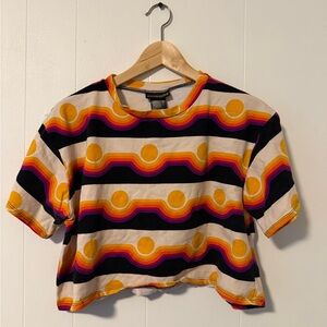 Nooworks Retro Wave Crop Top - Yellow, Orange, Purple
